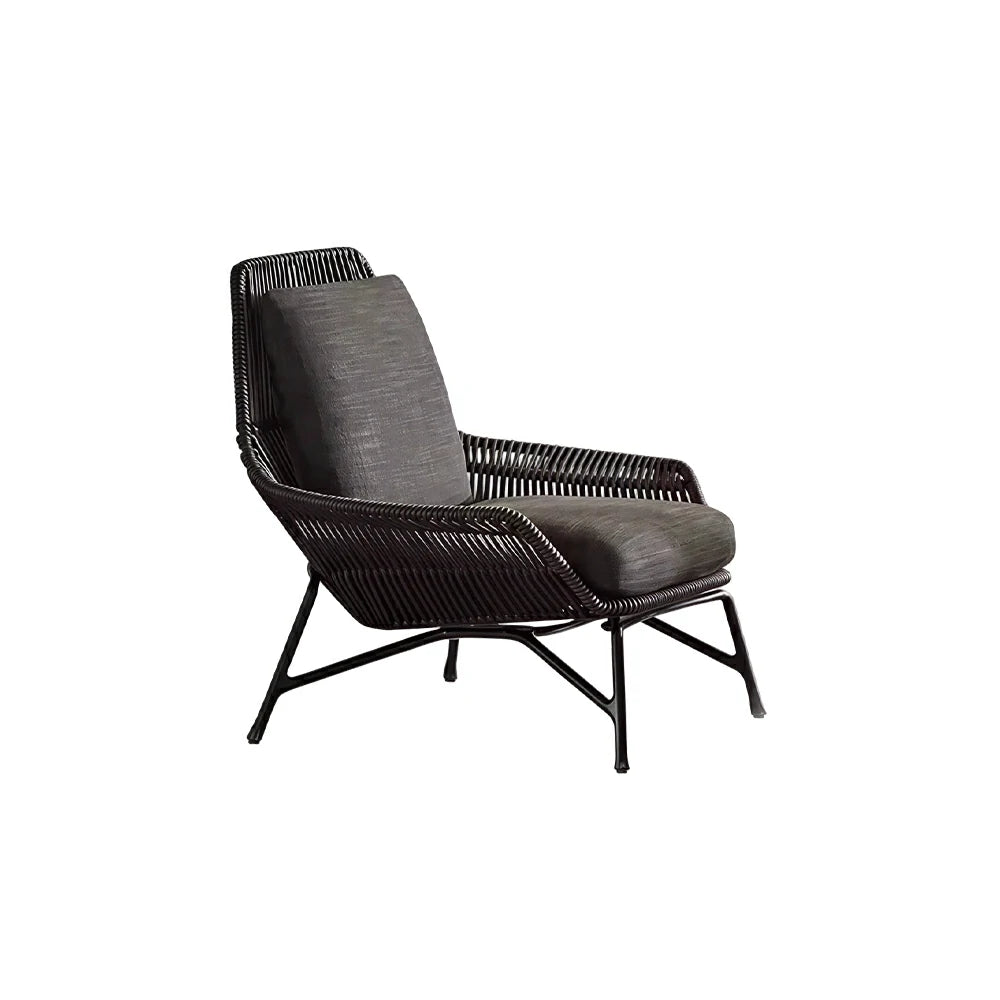 SOLARA Outdoor Olefin Rope Lounge Chair - 72x70x85cm with Water-Resistant Cushion for Garden Balcony Patio - Dark Grey