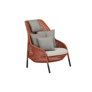 SOLARA Outdoor Lounge Chair with Reinforced Aluminium Frame - 84cm High Back Patio Garden Chair - Terracotta Grey