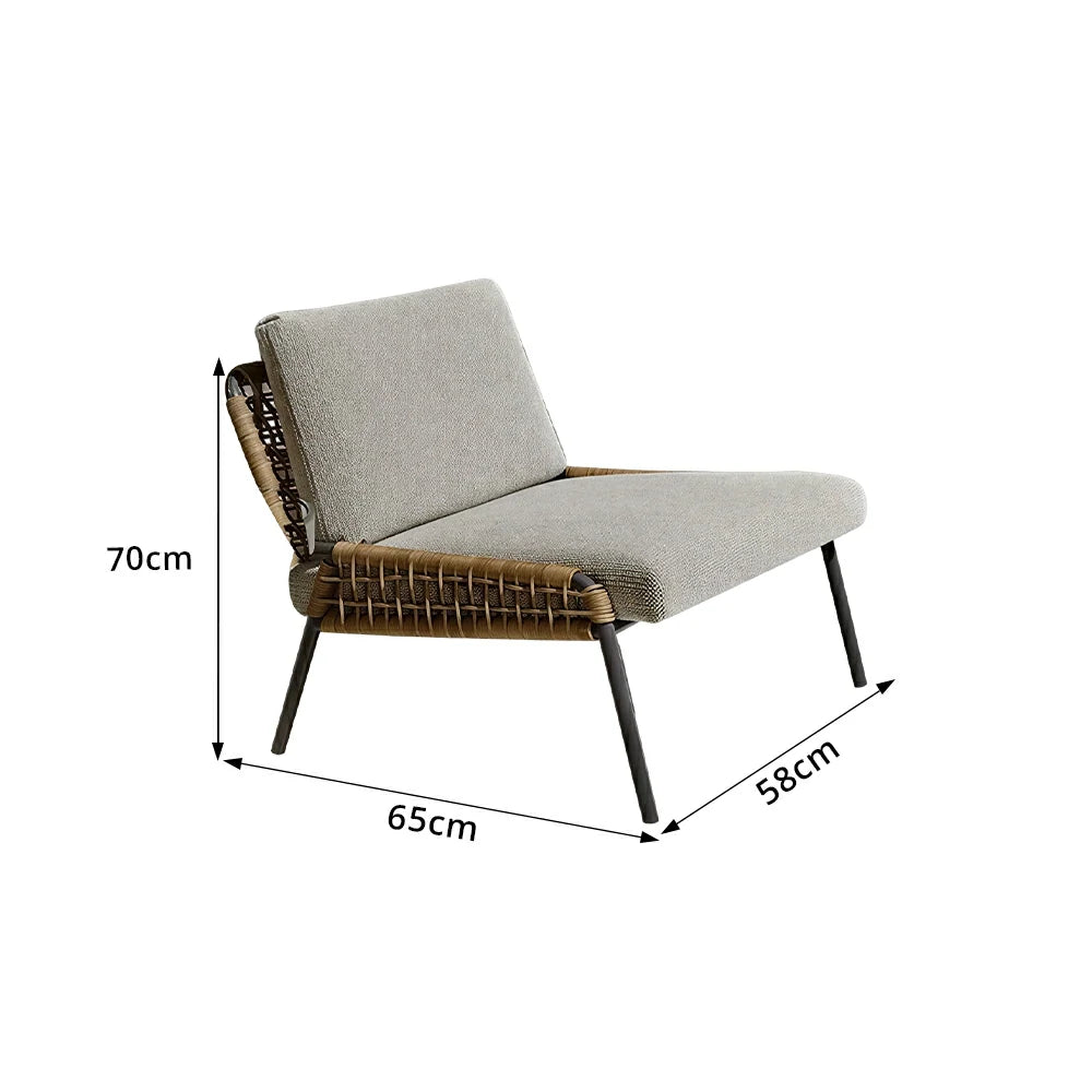 SOLARA Outdoor Lounge Chair with Reinforced Aluminium Frame - Low Back Patio Balcony Garden Chair - Beige