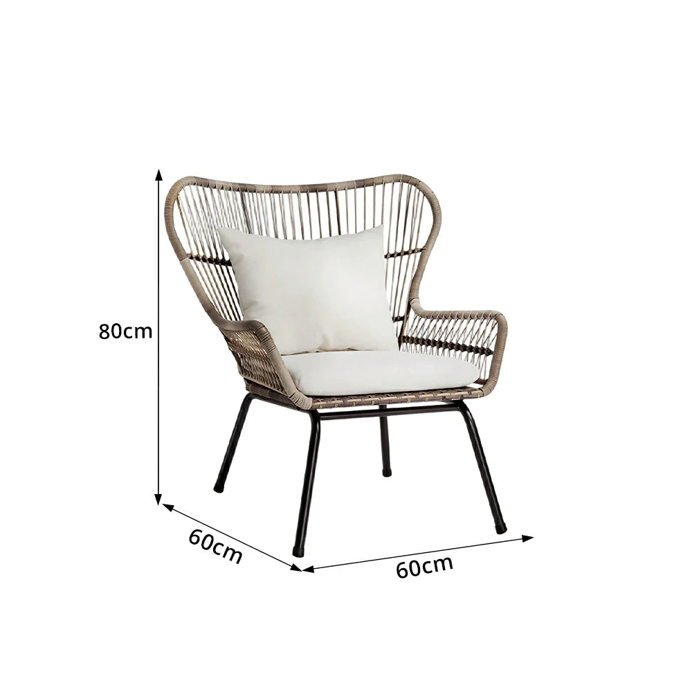 SOLARA Outdoor Lounge Chair with Reinforced Aluminium Frame - Low Back Patio Balcony Garden Chair - Beige（副本）