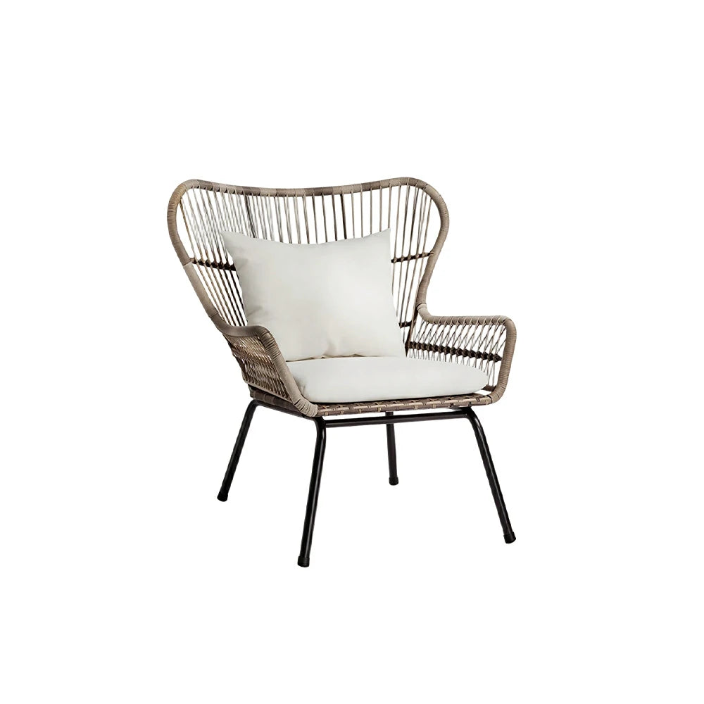 SOLARA Outdoor Lounge Chair with Reinforced Aluminium Frame - Low Back Patio Balcony Garden Chair - Beige（副本）