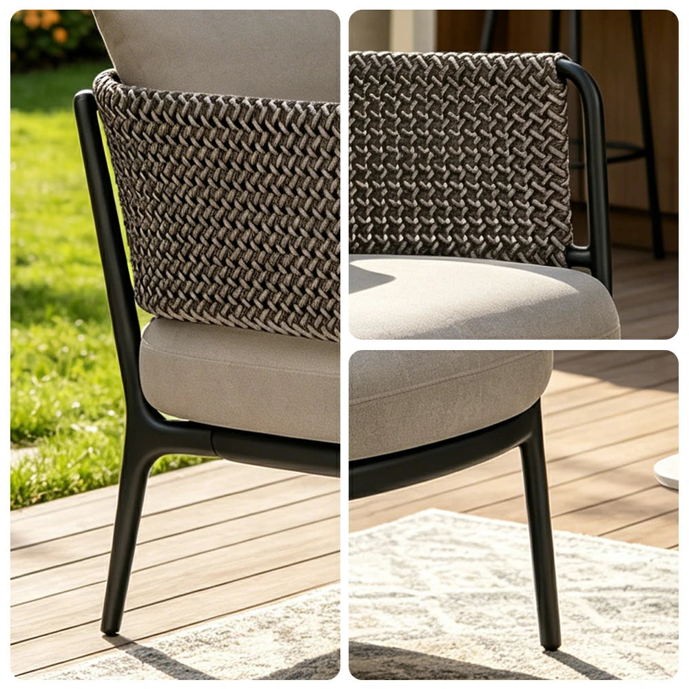SOLARA Outdoor Lounge Chair with Reinforced Aluminium Frame - 68cm Wide Patio Garden Chair - Taupe Grey
