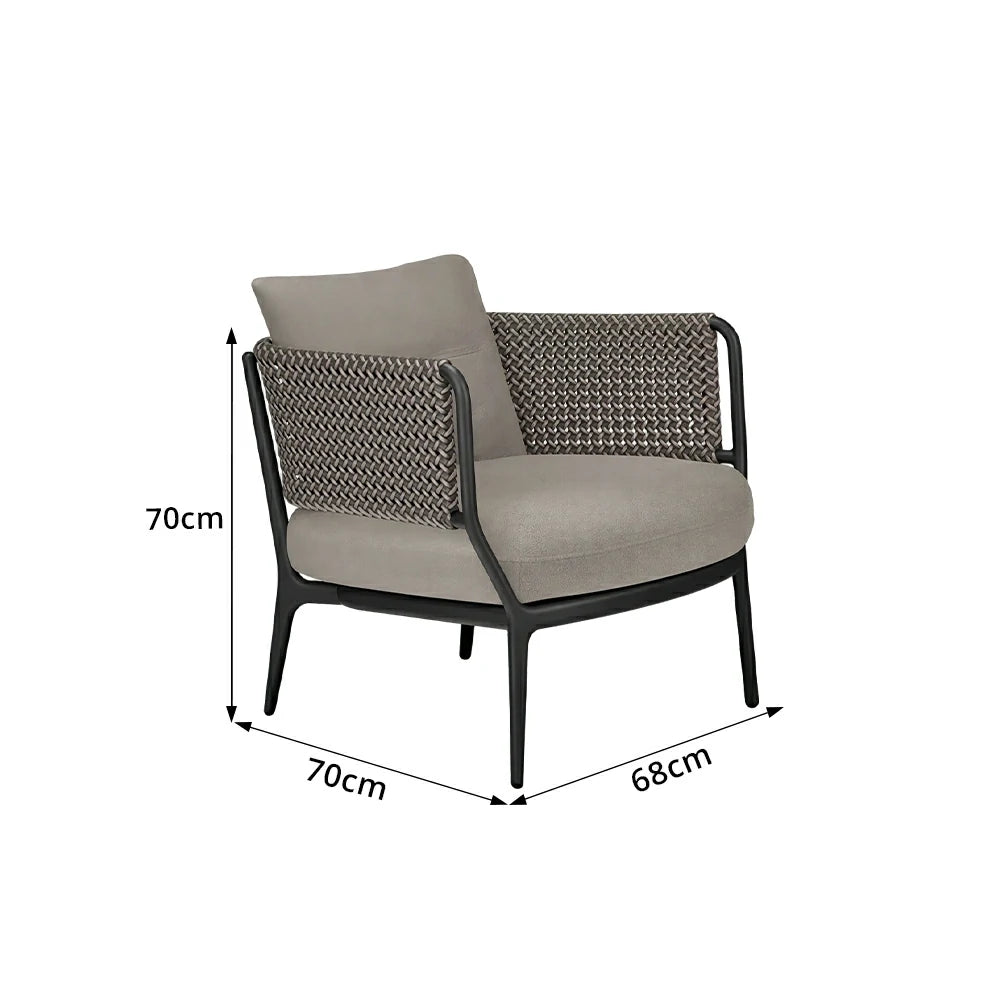 SOLARA Outdoor Lounge Chair with Reinforced Aluminium Frame - 68cm Wide Patio Garden Chair - Taupe Grey