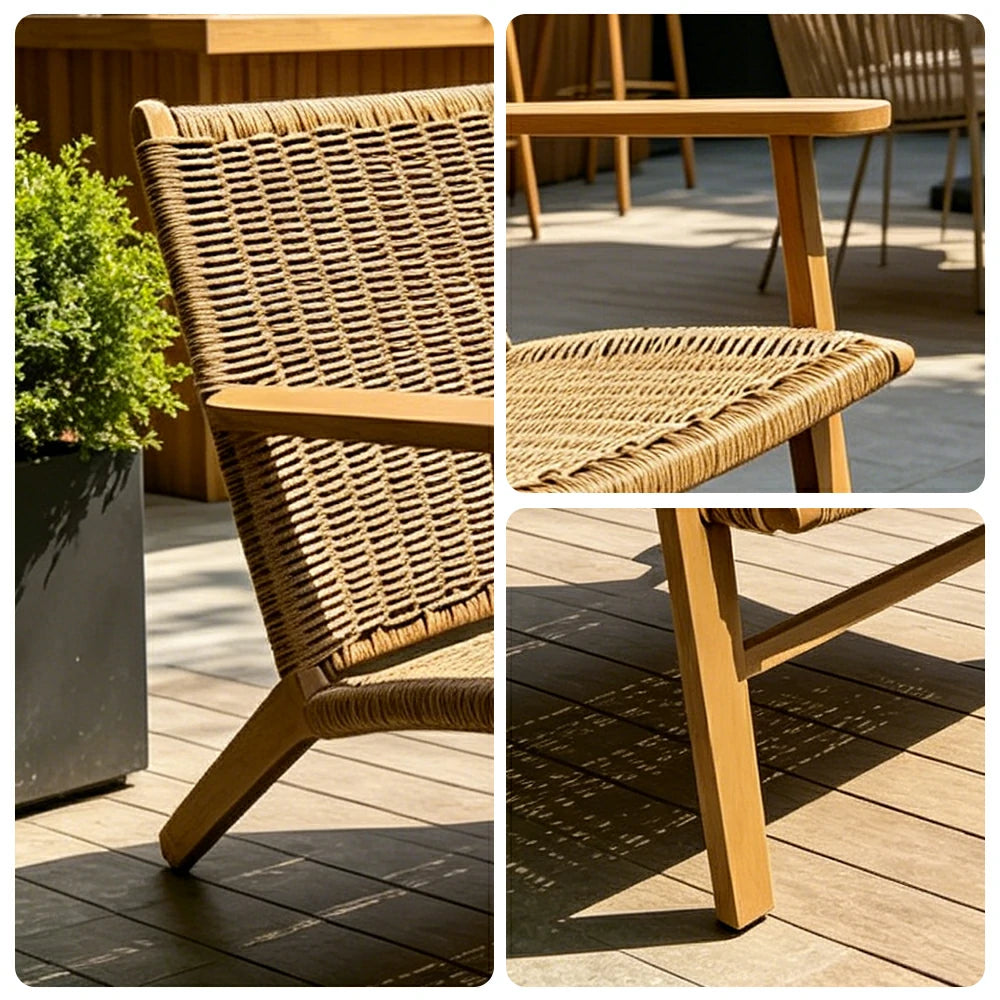 SOLARA Outdoor Rattan Lounge Chair with Reinforced Aluminium Frame - 71cm Patio Balcony Garden Chair - Natural