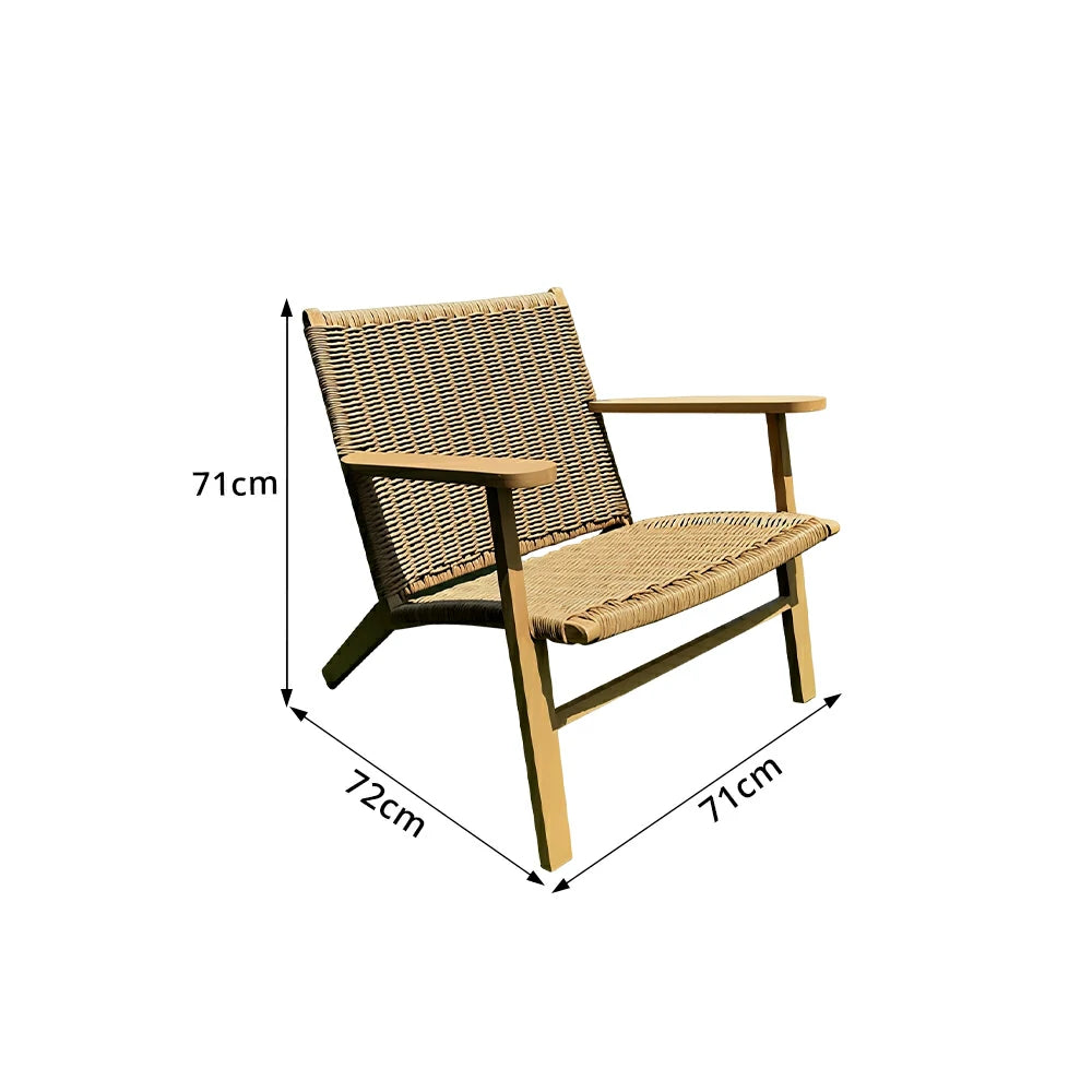 SOLARA Outdoor Rattan Lounge Chair with Reinforced Aluminium Frame - 71cm Patio Balcony Garden Chair - Natural