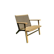 SOLARA Outdoor Rattan Lounge Chair with Reinforced Aluminium Frame - 71cm Patio Balcony Garden Chair - Natural