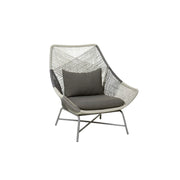 SOLARA Outdoor Rope Lounge Chair with Reinforced Aluminium Frame - 75cm Patio Balcony Garden Chair - Grey