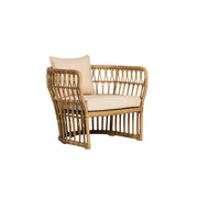 SOLARA Outdoor Rattan Lounge Chair with Aluminium Frame - 75cm Patio Balcony Garden Chair - Natural Beige