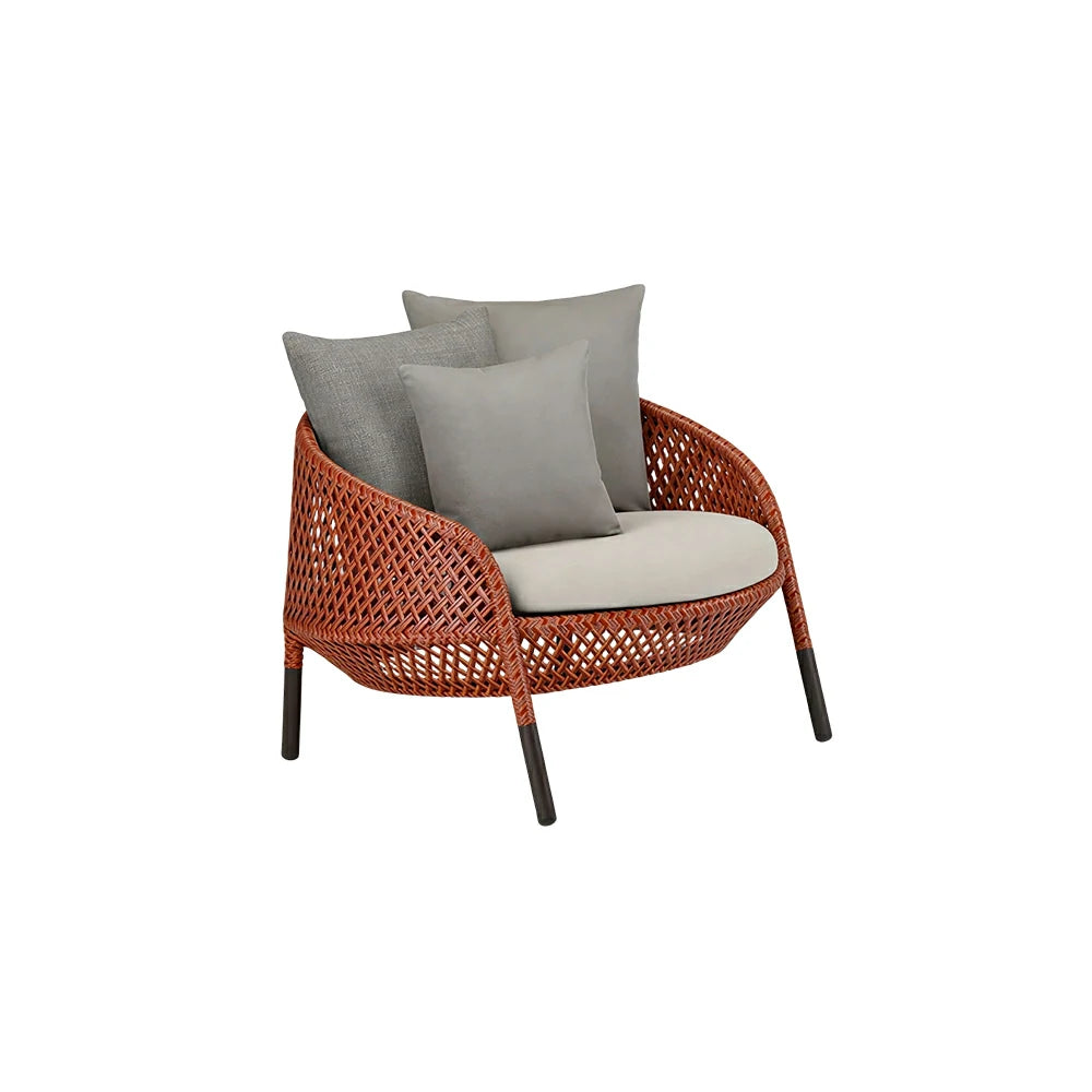 SOLARA Outdoor Rope Lounge Chair with Reinforced Aluminium Frame - 84cm Patio Balcony Garden Chair - Terracotta Grey