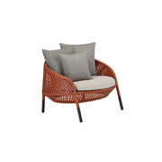 SOLARA Outdoor Rope Lounge Chair with Reinforced Aluminium Frame - 84cm Patio Balcony Garden Chair - Terracotta Grey