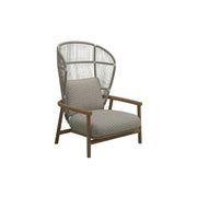 SOLARA Outdoor High Back Lounge Chair with Reinforced Aluminium Frame - 86cm Patio Garden Chair - Wood Grain Grey