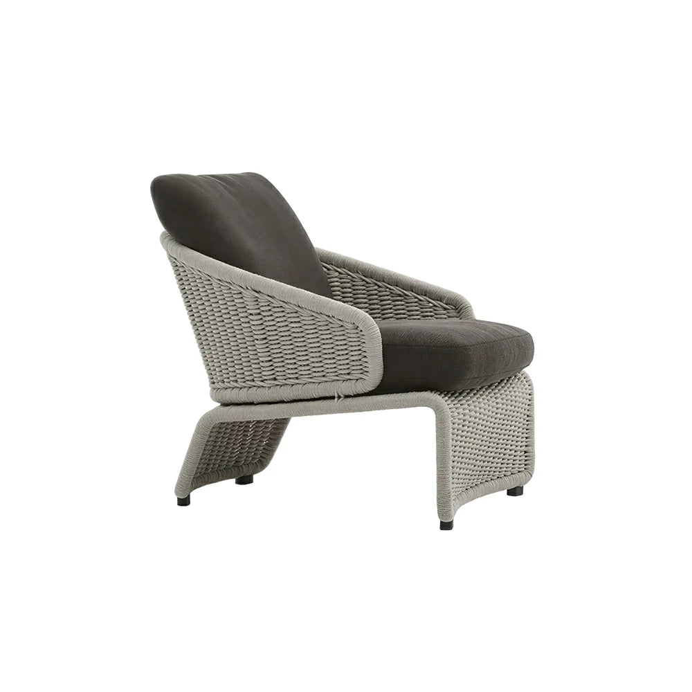 SOLARA Outdoor Rope Lounge Chair with Reinforced Aluminium Frame - 68cm Patio Balcony Garden Chair - Grey Black
