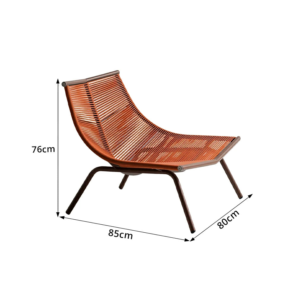 SOLARA Outdoor Rope Lounge Chair with Reinforced Aluminium Frame - 85cm Patio Balcony Garden Chair - Terracotta