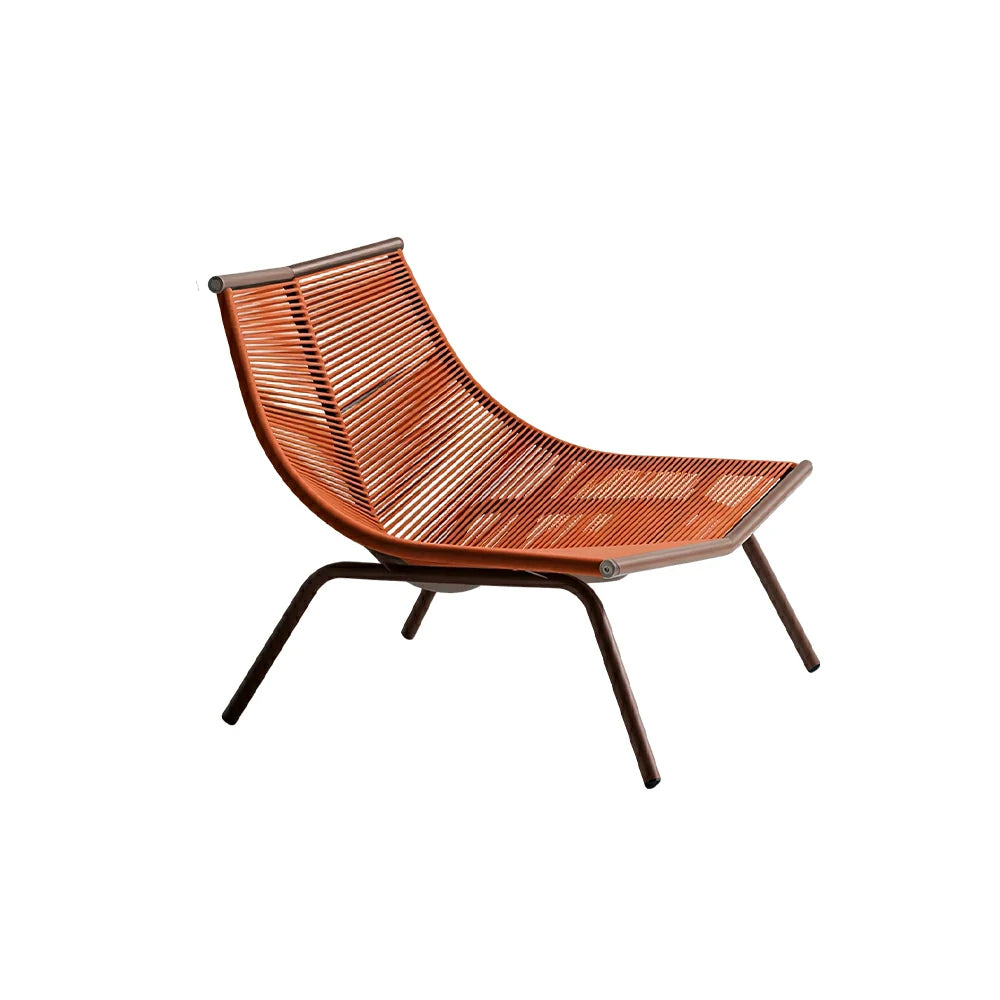 SOLARA Outdoor Rope Lounge Chair with Reinforced Aluminium Frame - 85cm Patio Balcony Garden Chair - Terracotta