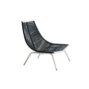 SOLARA Outdoor Rope Lounge Chair with Reinforced Aluminium Frame - 85cm Patio Balcony Garden Chair - Black