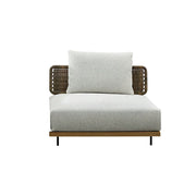SOLARA Outdoor Middle Sofa with Imported Teak Base - 95cm Waterproof Fabric Patio Garden Seat - Beige