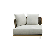 SOLARA Outdoor Corner Sofa with Imported Teak Base - 95cm Waterproof Fabric Patio Garden Seat - Beige