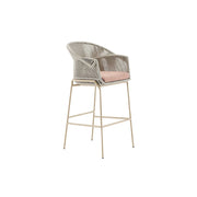 SOLARA Outdoor Rope Bar Chair with Aluminium Frame - 110cm Patio Balcony Garden Bar Stool - Beige Pink