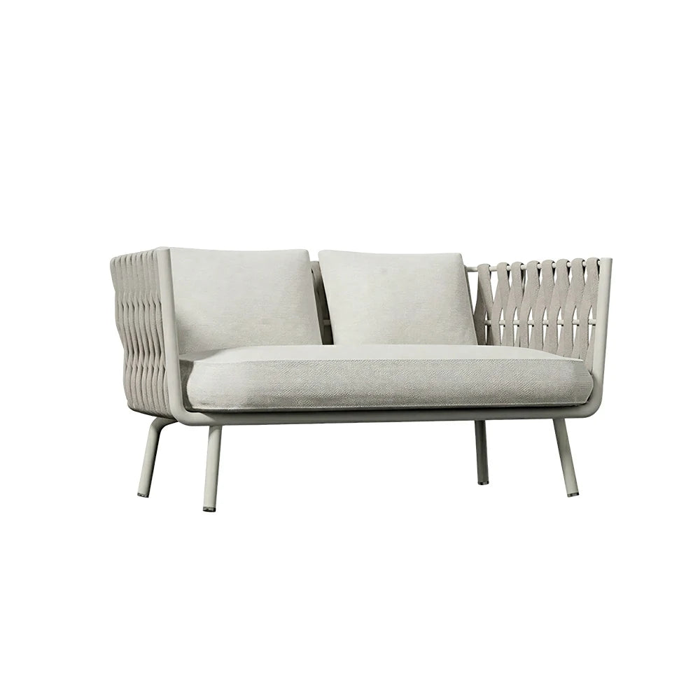 SOLARA Outdoor Two Seater Sofa with Waterproof Fabric - 150cm Patio Balcony Garden Lounge Seat - Beige
