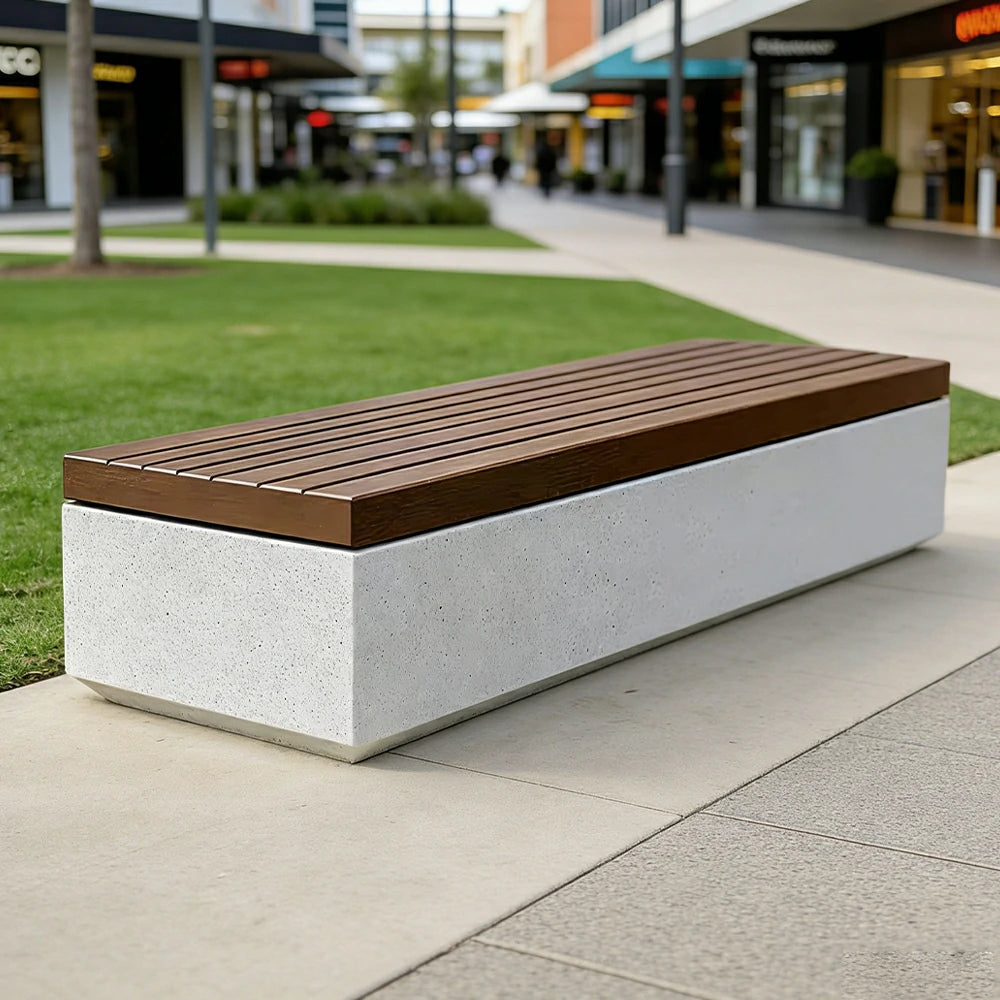 SOLARA 140/160/180cm Park Leisure Bench Metal Frame with Weather-Resistant Coating for Park Courtyard Commercial Street