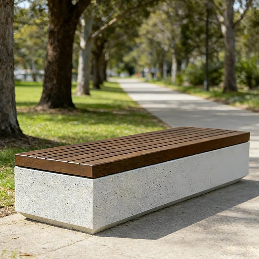 SOLARA 140/160/180cm Park Leisure Bench Metal Frame with Weather-Resistant Coating for Park Courtyard Commercial Street