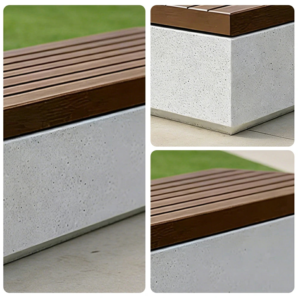 SOLARA 140/160/180cm Park Leisure Bench Metal Frame with Weather-Resistant Coating for Park Courtyard Commercial Street