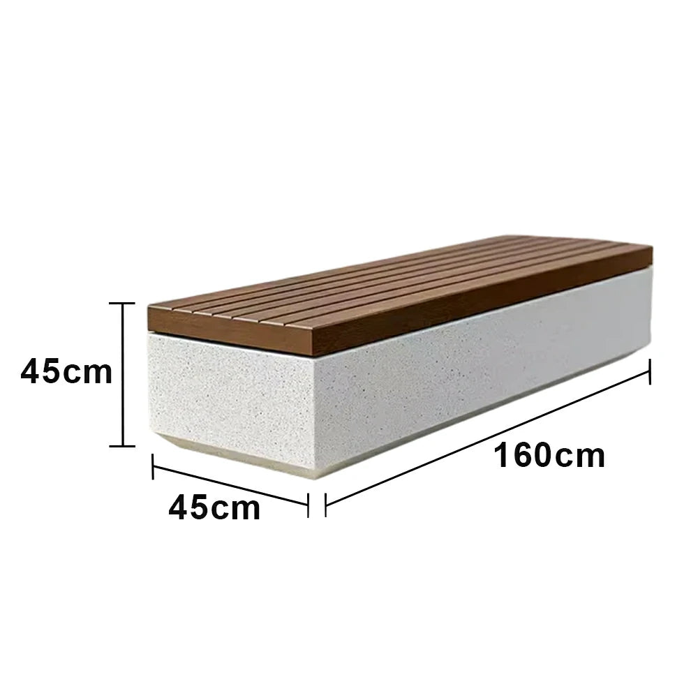SOLARA 140/160/180cm Park Leisure Bench Metal Frame with Weather-Resistant Coating for Park Courtyard Commercial Street
