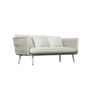 SOLARA Outdoor Three Seater Sofa with Waterproof Fabric - 185cm Patio Balcony Garden Lounge Seat - Beige