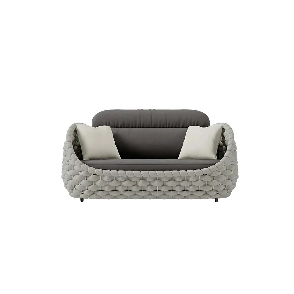 SOLARA Outdoor Two Seater Sofa with Senisa Fabric - 140cm Aluminium Frame Patio Garden Lounge Seat - Grey