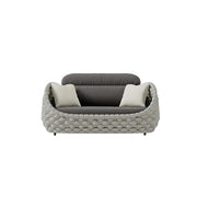 SOLARA Outdoor Two Seater Sofa with Senisa Fabric - 140cm Aluminium Frame Patio Garden Lounge Seat - Grey