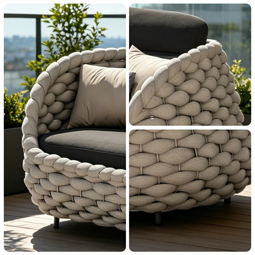 SOLARA Outdoor Three Seater Sofa with Senisa Fabric - 180cm Aluminium Frame Patio Garden Lounge Seat - Grey