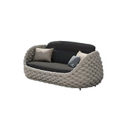SOLARA Outdoor Three Seater Sofa with Senisa Fabric - 180cm Aluminium Frame Patio Garden Lounge Seat - Grey