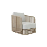 SOLARA Outdoor Single Sofa with Rope Weaving - 75cm Aluminium Frame Patio Balcony Garden Lounge Chair - Beige