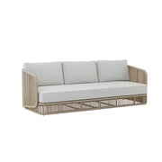 SOLARA Outdoor Three Seater Sofa with Rope Weaving - 200cm Aluminium Frame Patio Balcony Garden Lounge Seat - Beige