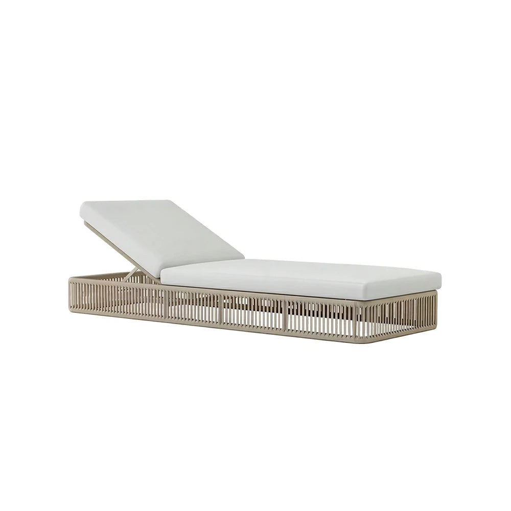 SOLARA Outdoor Sofa Daybed with Rope Weaving - 200cm Aluminium Frame Patio Balcony Garden Lounge Bed - Beige