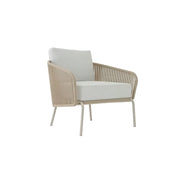 SOLARA Outdoor Single Sofa Chair with Rope Weaving - 85cm Aluminium Frame Patio Balcony Garden Lounge Chair - Beige