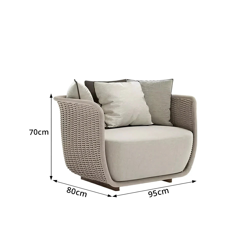 SOLARA Outdoor Single Sofa Chair with Woven Rattan Design - 95cm Patio Balcony Garden Lounge Chair - Natural