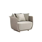 SOLARA Outdoor Single Sofa Chair with Woven Rattan Design - 95cm Patio Balcony Garden Lounge Chair - Natural