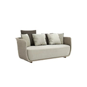 SOLARA Outdoor Two Seater Sofa with Woven Rattan Design - 140cm Patio Balcony Garden Lounge Seat - Natural