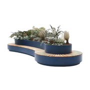 SOLARA 200/220/240cm Integrated Planter Bench Thick Metal Frame with Curved Design for Commercial Street Park Cafe