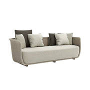 SOLARA Outdoor Three Seater Sofa with Woven Rattan Design - 190cm Patio Balcony Garden Lounge Seat - Natural