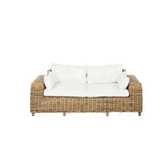 SOLARA Outdoor Two Seater Sofa with PE Rattan Design - 170cm Patio Balcony Garden Lounge Seat - Natural White
