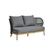 SOLARA Outdoor Two Seater Sofa with Olefin Rope Weaving - 166cm Teak Wood Detail Patio Garden Lounge Seat - Grey