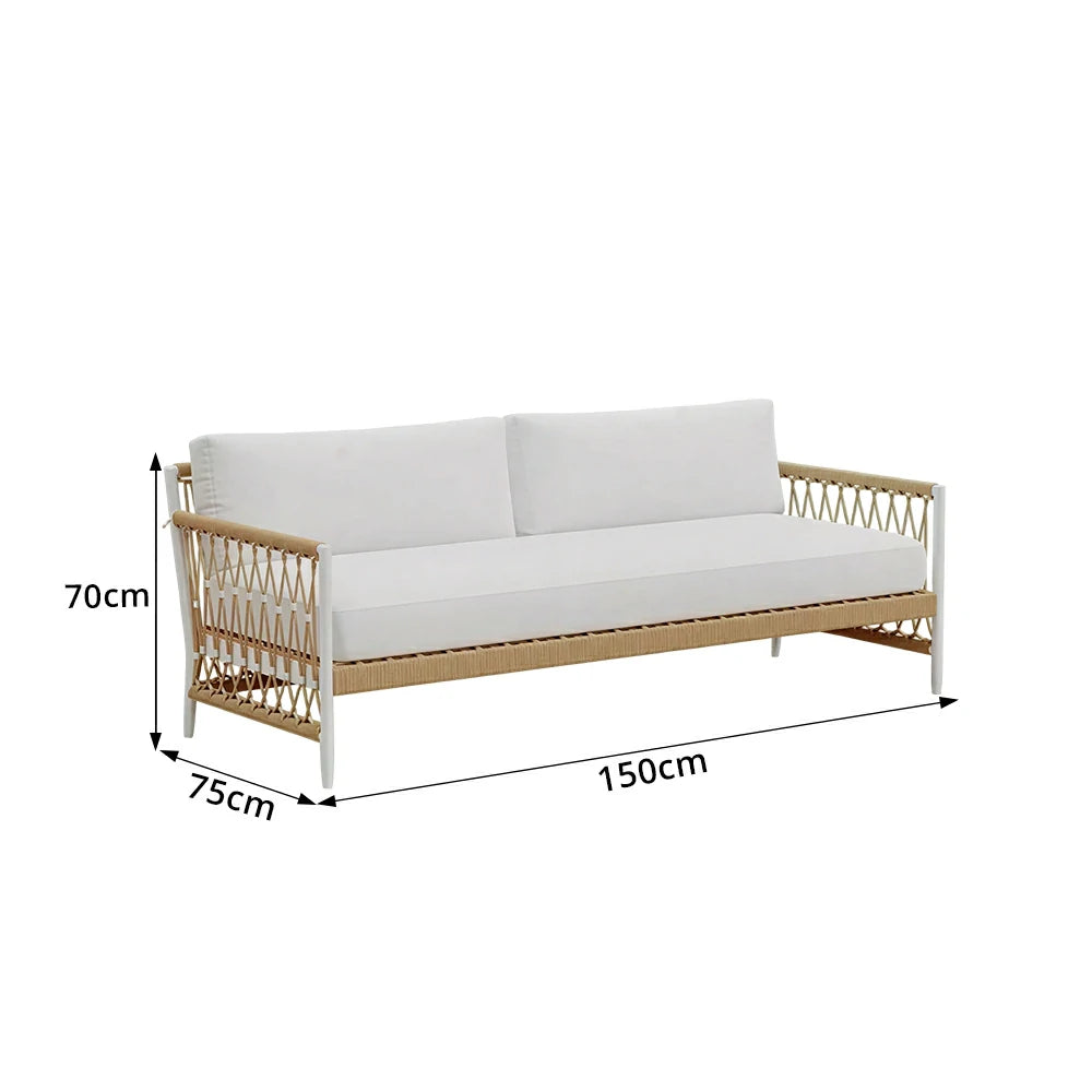 SOLARA Outdoor Single Sofa Chair with Waterproof Fabric, Thick Aluminium Frame for Patio Balcony Garden - Natural（副本）