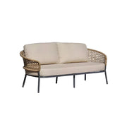 SOLARA Outdoor 2-Seater Sofa with PE Woven Rattan for Patio Balcony Garden - Beige