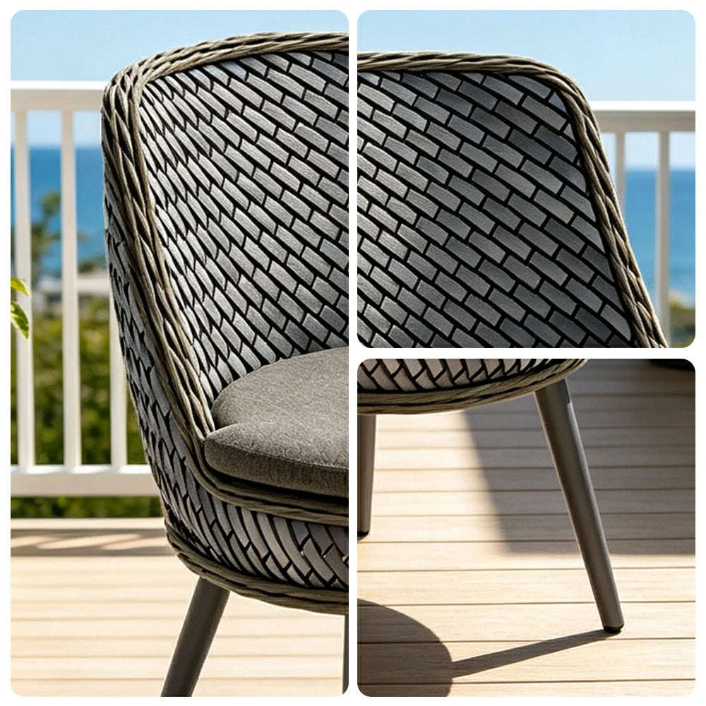 SOLARA Outdoor Lounge Chair with Woven Rattan, Aluminium Frame for Patio Balcony Garden - Grey