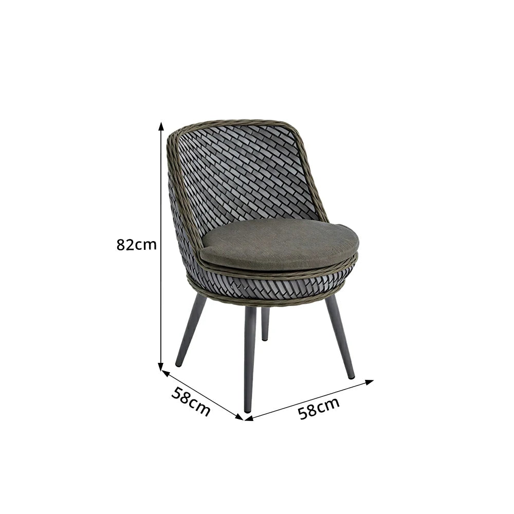 SOLARA Outdoor Lounge Chair with Woven Rattan, Aluminium Frame for Patio Balcony Garden - Grey