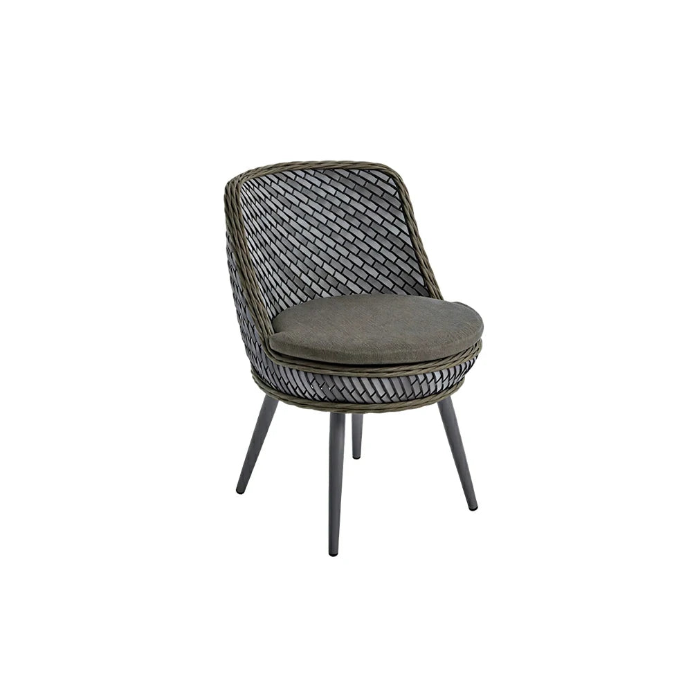 SOLARA Outdoor Lounge Chair with Woven Rattan, Aluminium Frame for Patio Balcony Garden - Grey