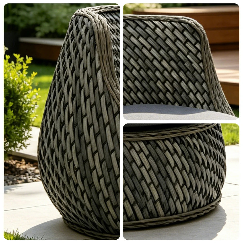 SOLARA Outdoor Single Sofa Chair with Woven Rattan Design for Patio Balcony Garden - Grey