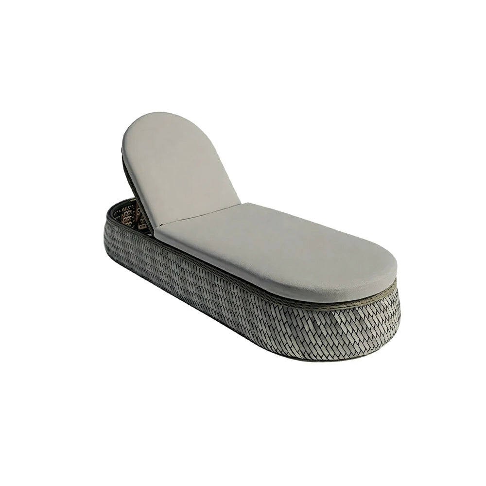 SOLARA Outdoor Woven Rattan Sun Lounger with Cushioned Seat for Patio Balcony Garden - Grey